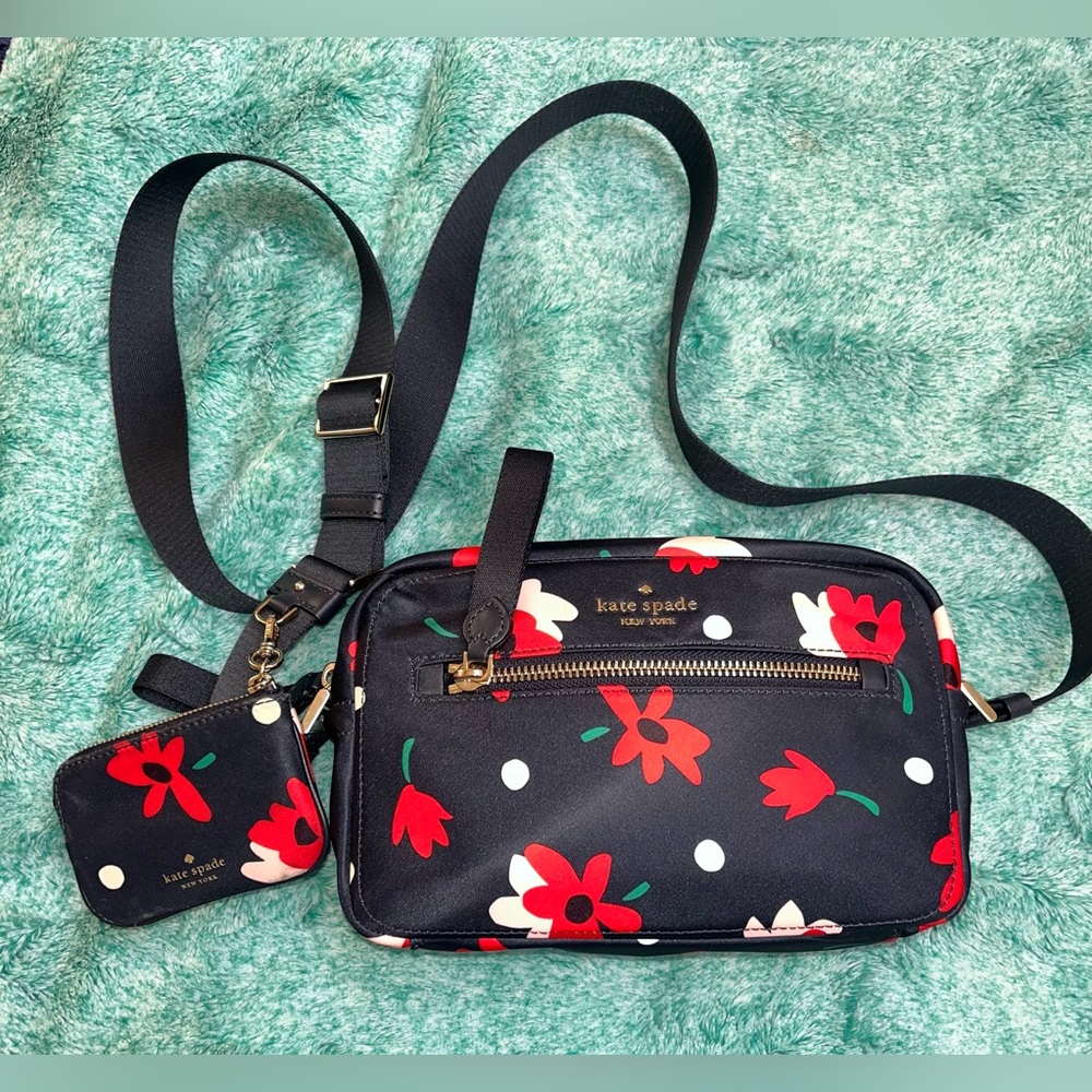 Kate Spade Chelsea Navy Blue Floral Crossbody Bag